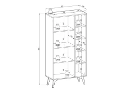 Outlet Estante: Eucalipto / Espinha de peixe scandi , pés madeira, 80 x 160 x 38cm Biblioteca