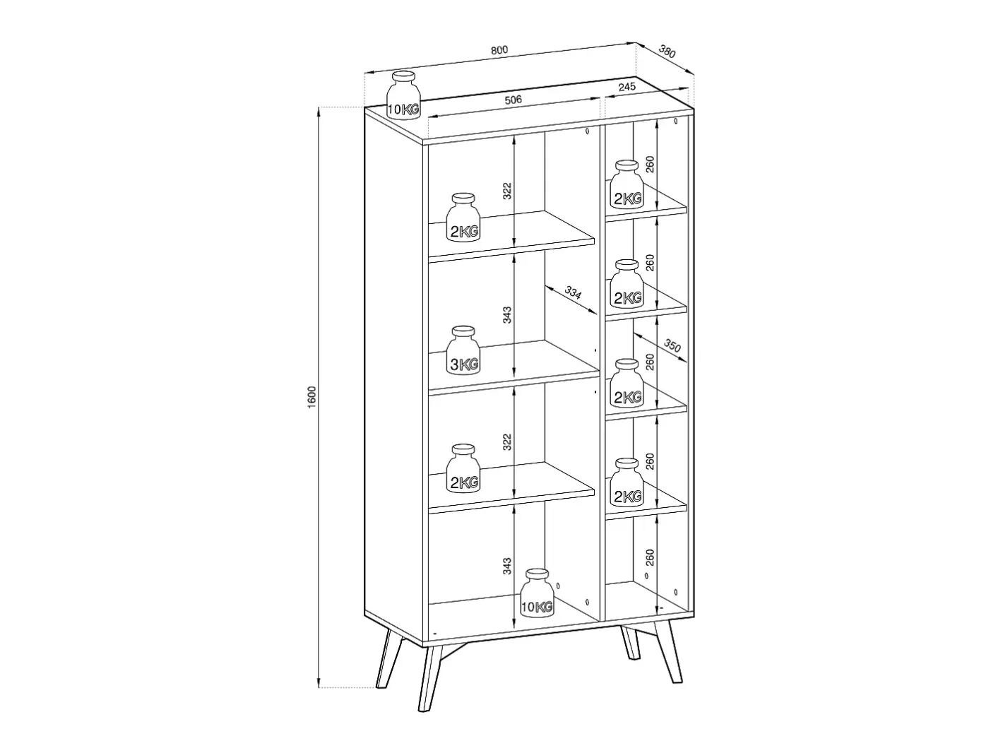 Outlet Estante: Eucalipto / Espinha de peixe scandi , pés madeira, 80 x 160 x 38cm Biblioteca