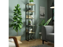 Estante Industrial Loft Preta/Carvalho Artisan 40 cm^Akord
