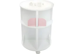 Outlet Estante infantil redonda com 4 prateleiras e rodas, 40 cm, melamina branca/ Biblioteca