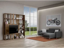 Best Estante Kato M com suporte para TV nogueira Biblioteca