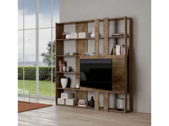 Best Estante Kato M com suporte para TV nogueira Biblioteca