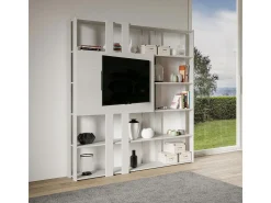 Online Estante Kato N com suporte para TV cinza branca Biblioteca