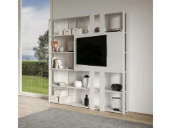 Online Estante Kato N com suporte para TV cinza branca Biblioteca
