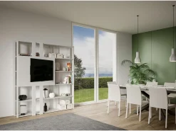 Online Estante Kato N com suporte para TV cinza branca Biblioteca