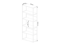Online Estante Loft Metálica 80 cm - Branco/Carvalho Sonoma - 6 Prateleiras Prateleira