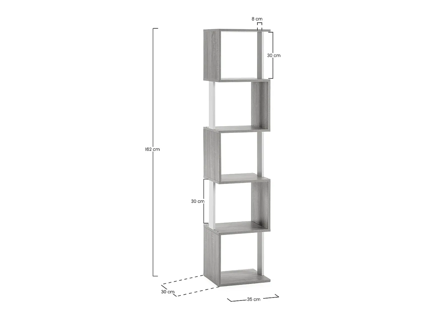 VS Venta-stock Prateleira*Estante Maldivas 5 espaços em /Carvalho Branco