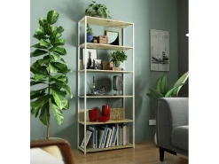 Estante Metálica Loft Branco/Carvalho Artisan 80 cm^Akord Online