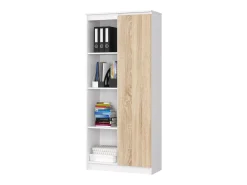 Akord Biblioteca*Estante Modular R80 1 Porta e 4 Prateleiras Cor Branco/Carvalho de Sonoma Natural claro / Branco