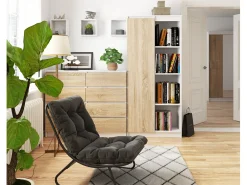 Akord Biblioteca*Estante Modular R80 1 Porta e 4 Prateleiras Cor Branco/Carvalho de Sonoma Natural claro / Branco