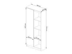 Akord Biblioteca*Estante Modular R80 1 Porta e 4 Prateleiras Cor Branco/Carvalho de Sonoma Natural claro / Branco