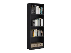 TuHome Biblioteca*Estante para escritório em casa em melamina com 4 prateleiras abertas, 180.59 cm X 62.73 cm X 29.71 cm , Preto