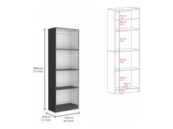 Estante para escritório em casa em melamina com 4 prateleiras abertas , 180.59 cm X 62.73 cm X 29.71 cm , Multicolor*TuHome New