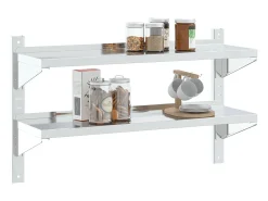Estante parede 2 prateleiras 100x30x60 cm aço inoxidável prata PT646660* Sale