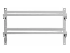 Estante parede 2 prateleiras 100x30x60 cm aço inoxidável prata PT646660* Sale