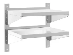 Estante parede 2 prateleiras 50x40x60 cm aço inoxidável prata PT439317^ Hot
