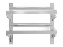Estante parede 2 prateleiras 50x40x60 cm aço inoxidável prata PT439317^ Hot