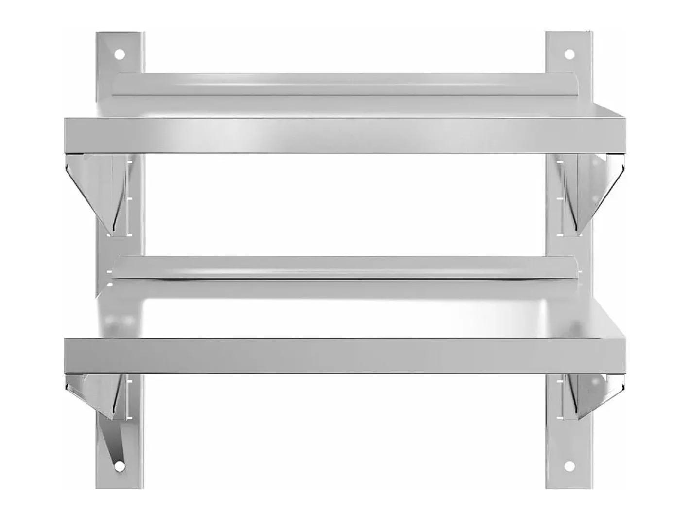 Estante parede 2 prateleiras 50x40x60 cm aço inoxidável prata PT439317^ Hot
