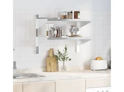 Best Estante parede 2 prateleiras 75x40x60 cm aço inoxidável prata PT440435 Prateleira