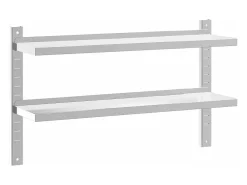 Best Estante parede 2 prateleiras 100x23,5x60cm aço inoxidável prata PT658574 Prateleira