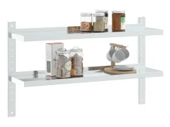 Best Estante parede 2 prateleiras 100x23,5x60cm aço inoxidável prata PT658574 Prateleira
