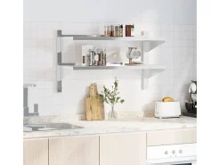 Estante parede 2 prateleiras 100x40x60 cm aço inoxidável prata PT588774* Online
