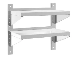 Best Estante parede 2 prateleiras 50x30x48 cm aço inoxidável prata Prateleira
