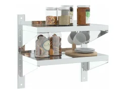 Best Estante parede 2 prateleiras 50x30x48 cm aço inoxidável prata Prateleira