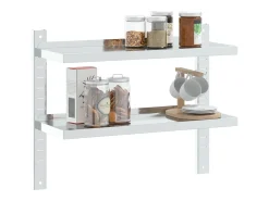 Outlet Estante parede 2 prateleiras 75x23,5x60 cm aço inoxidável prata PT319741 Prateleira