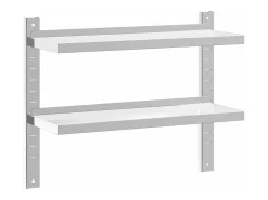 Outlet Estante parede 2 prateleiras 75x23,5x60 cm aço inoxidável prata PT319741 Prateleira