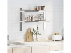 Outlet Estante parede 2 prateleiras 75x23,5x60 cm aço inoxidável prata PT319741 Prateleira