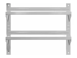 Prateleira*Estante parede 2 prateleiras 75x30x60 cm aço inoxidável prata PT165516 Prateado