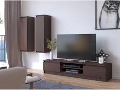 Akord Móvel De Tv*Estante TV K160 Wenge com 2 Portas, Laminado 160x33x40 cm Castanho chocolate