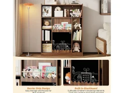 Hot Estante 120x38.5x151.5 cm - com prancheta de desenho removível - 9 compartimentos de armazenamento - 1 porta de correr - marrom Biblioteca