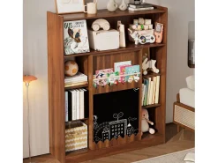 Hot Estante 120x38.5x151.5 cm - com prancheta de desenho removível - 9 compartimentos de armazenamento - 1 porta de correr - marrom Biblioteca