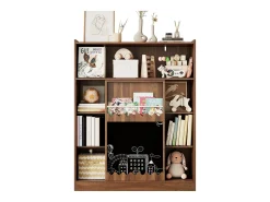 Hot Estante 120x38.5x151.5 cm - com prancheta de desenho removível - 9 compartimentos de armazenamento - 1 porta de correr - marrom Biblioteca