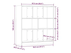 vidaxl Biblioteca*Estante 97,5x29,5x100 cm contraplacado madeira velha Castanho