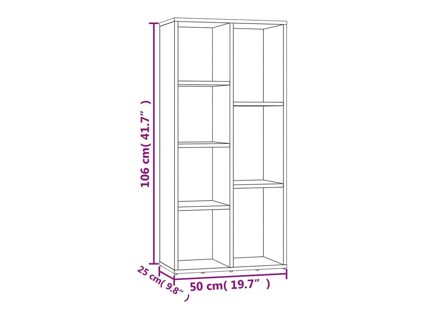 vidaxl Vitrina*Estante 50x25x106 cm cor carvalho fumado Castanho