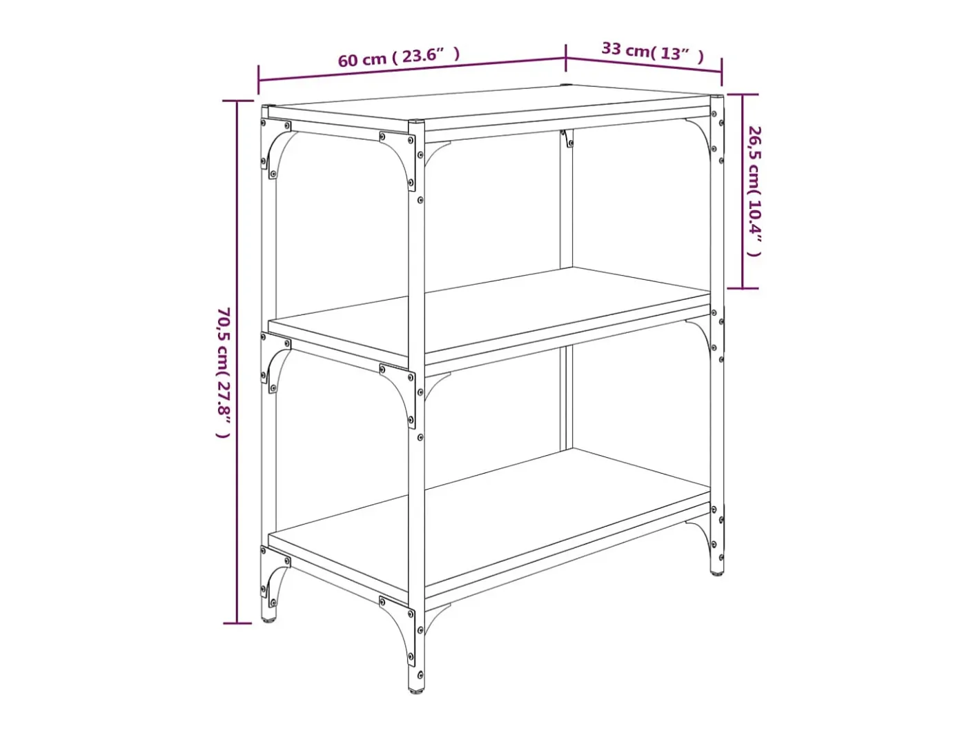 vidaxl Vitrina*Estante 60x33x70,5 cm derivados de madeira/aço carvalho sonoma Castanho