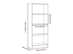 Sale Estante 60x24x143 cm derivados de madeira brilhante Biblioteca