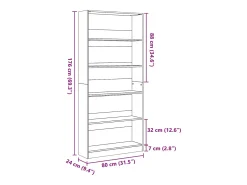 vidaxl Biblioteca*Estante 80x24x176 cm derivados de madeira sonoma Cinzento