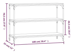 vidaxl Vitrina*Estante 100x33x70,5 cm derivados de madeira/aço carvalho fumado Castanho
