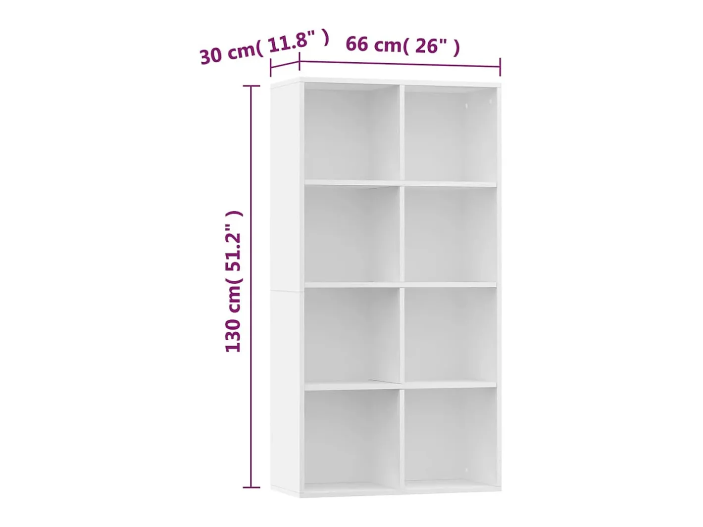 vidaxl Vitrina*Estante/aparador 66x30x130 cm derivados de madeira Branco
