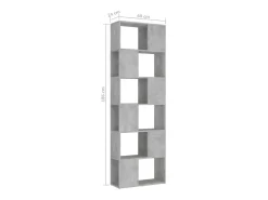 vidaxl Prateleira*Estante/divisória 60x24x186 cm contraplacado -cimento Cinzento