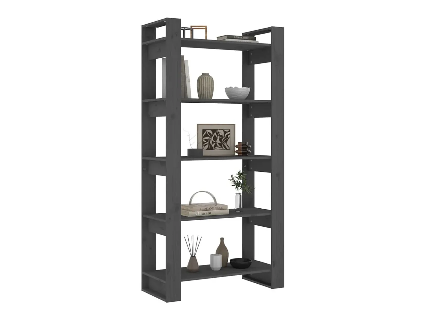 Outlet Estante/divisória 80x35x160 cm madeira maciça cinza PT176040 Biblioteca