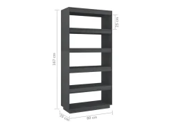 vidaxl Prateleira*Estante/divisória 80x35x167 cm pinho maciço Cinzento