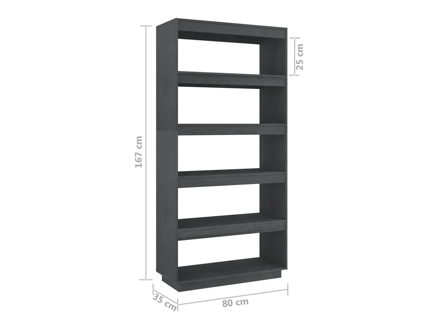 vidaxl Prateleira*Estante/divisória 80x35x167 cm pinho maciço Cinzento
