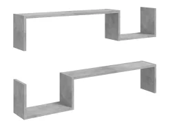 vidaxl Prateleira*Estantes de parede 2 pcs derivados de madeira cinza cimento Cinzento