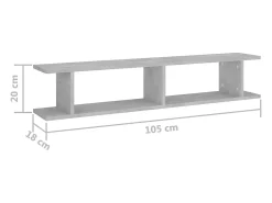 vidaxl Prateleira*Estantes de parede 2 pcs 105x18x20cm contrapl. cimento Cinzento