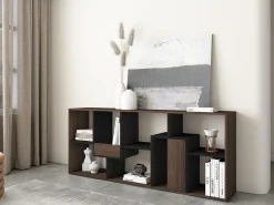 Clearance Estantes de prateleiras , 162x67x31cm, Sala de jantar, Carvalho escuro e Preto Prateleira